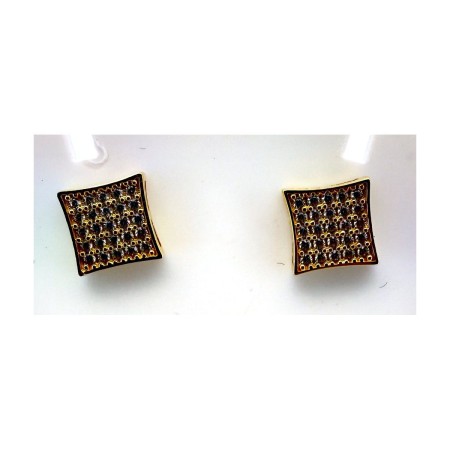 Pendientes cuadrados con circonitas de oro 18k